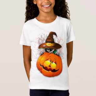 Cute Witch Cat and Pumpkin Halloween Friends T Shirt