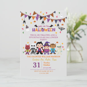 Cute Witch Costume Halloween fest För barn Inbjudningar