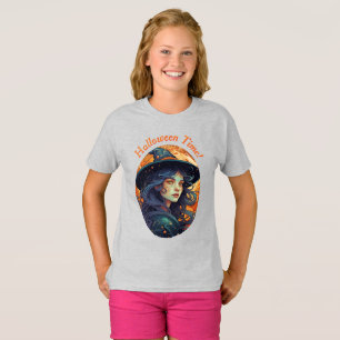 Cute Witch Design Kids'Halloween T-Shirt