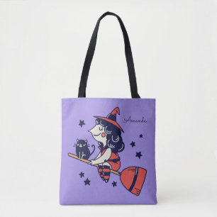 Cute Witch, eget namn Halloween-säckar Tygkasse