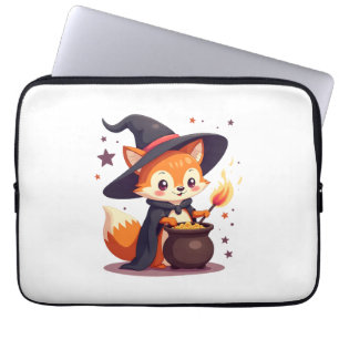 Cute Witch Fox - Magic Halloween Animal Tee Laptop Fodral