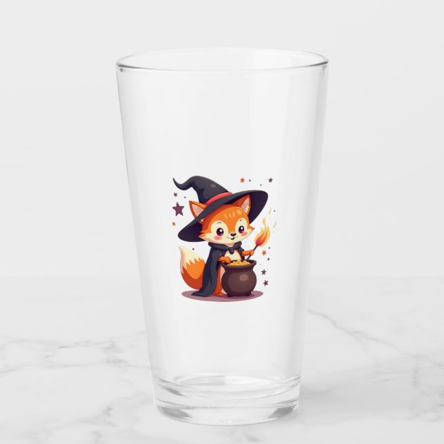 Cute Witch Fox � Magical Halloween Animal Tee Glaskopp (Framsida)