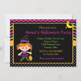 Cute Witch Girl Halloween fest Inbjudningar