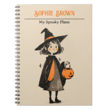 Cute Witch Girl med Spooky Plans Retro Halloween