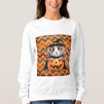 Cute Witch Guinea Gris Halloween Chevron