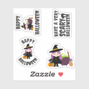 Cute Witch Halloween Cheer Sticker Pack Klistermärken