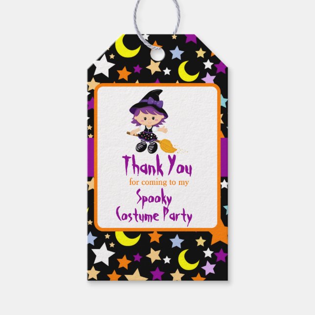 Cute Witch Halloween Costume Party Presentetikett (Framsidan)