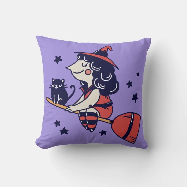 Cute Witch Halloween dekorativ kudde (Framsida)