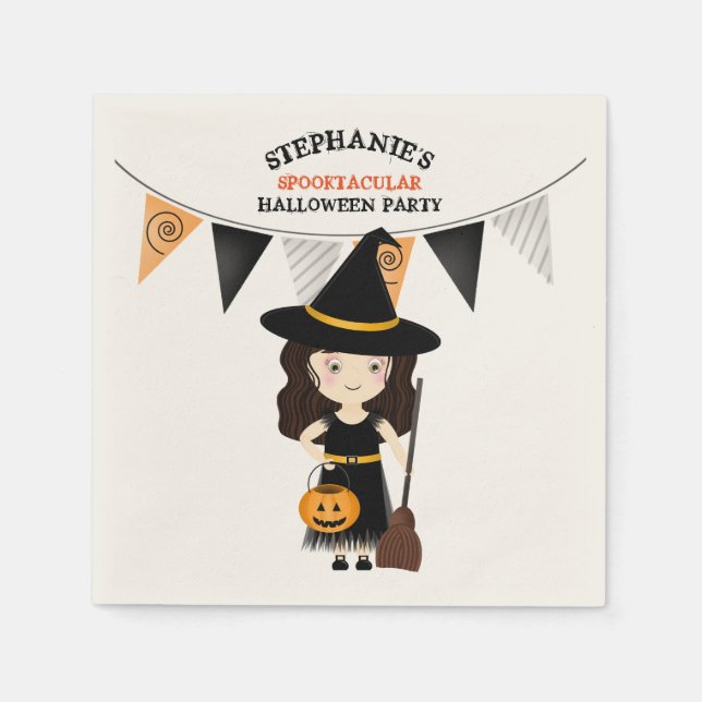 Cute Witch Halloween fest Pappersservett (Framsidan)