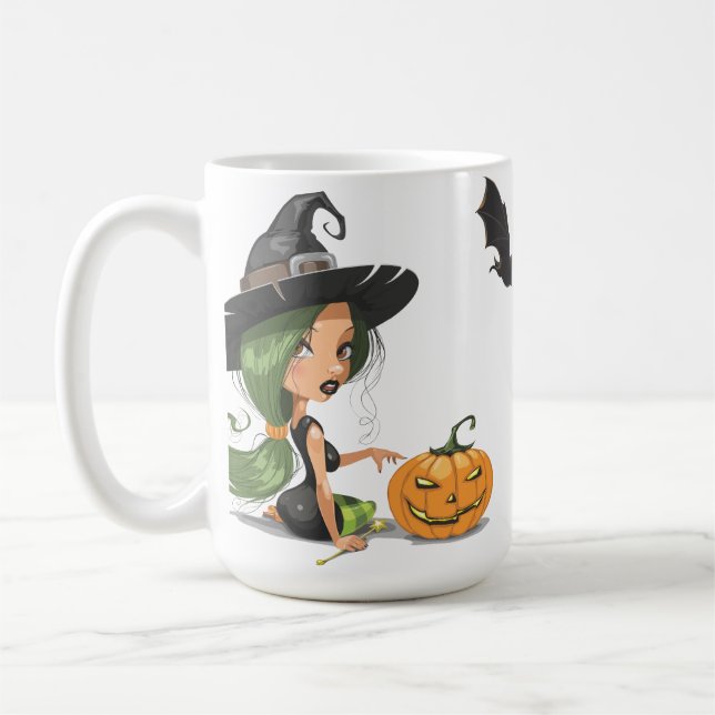 Cute Witch Halloween Kaffemugg (Vänster)