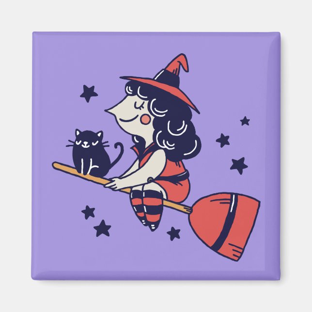 Cute Witch Halloween magnet (Framsidan)