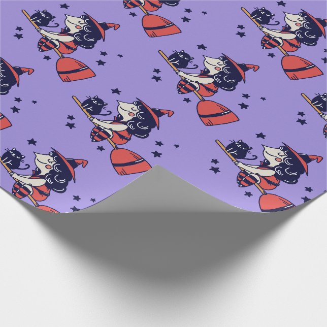 Cute Witch Halloween-papper förpackning Presentpapper (Hörn)