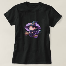 Cute Witch Halloween T-Shirt - Chibi Stil Tecknad