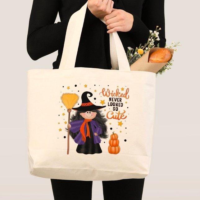 Cute Witch Halloween Wicked Quote Jumbo Tygkasse (Skapare uppladdad)
