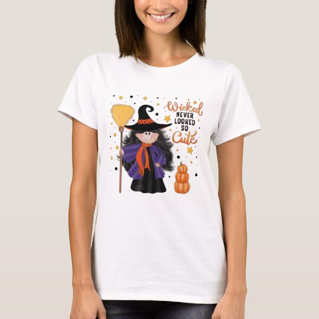 Cute Witch Halloween Wicked Quote T Shirt (Framsida)