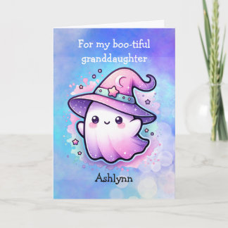 Cute Witch Hat Ghost Halloween Granddotter Kort