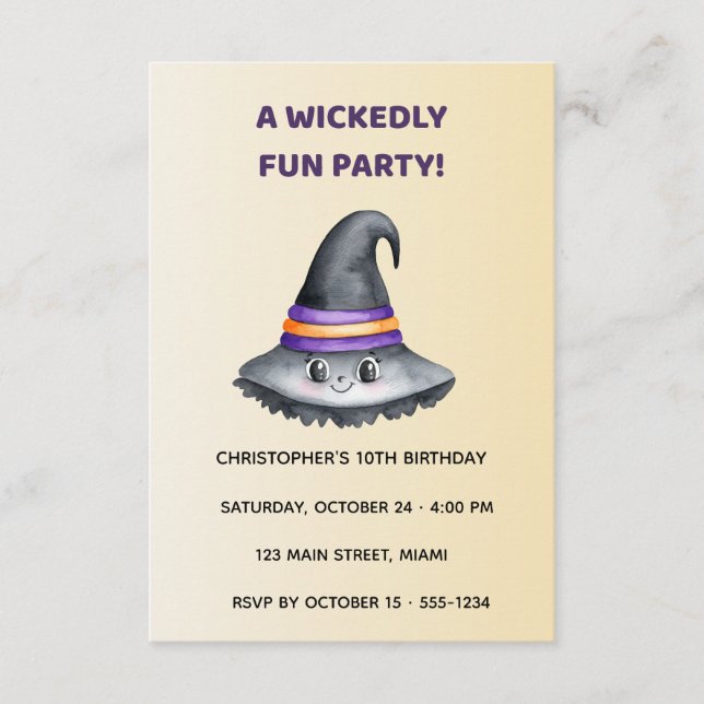 Cute Witch Hat Halloween Birthday Reception Card  Tilläggskort (Framsida)