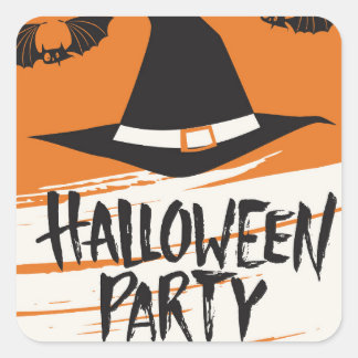 Cute Witch Hat Halloween fest Fyrkantigt Klistermärke