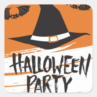 Cute Witch Hat Halloween fest Fyrkantigt Klistermärke