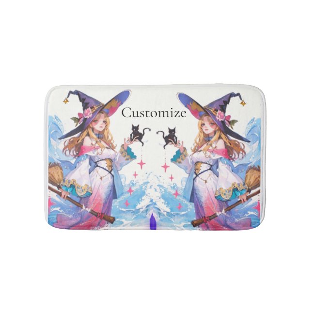 Cute Witch Holding Black Cat Thunder_Cove Badrumsmatta (Framsidan)