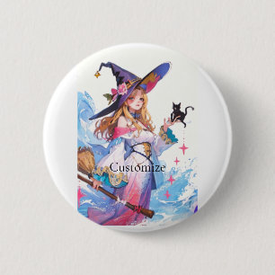 Cute Witch Holding Black Cat Thunder_Cove Knapp