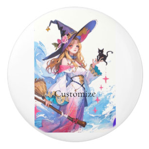 Cute Witch Holding Black Cat Thunder_Cove Knopp