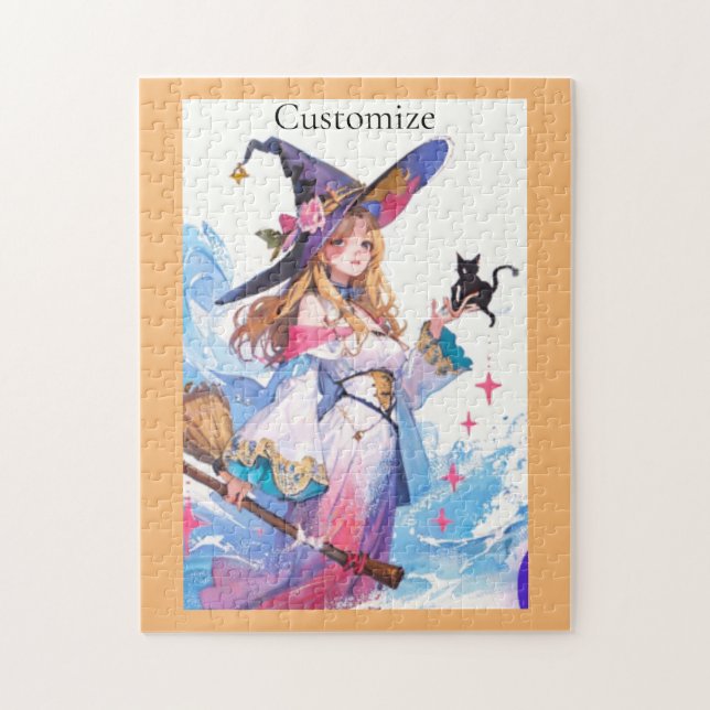 Cute Witch Holding Black Cat Thunder_Cove Pussel (Vertikal)