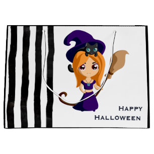 Cute Witch i Lila Hat Halloween