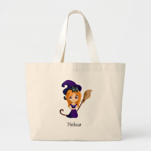 Cute Witch i Lila Hat Halloween Jumbo Tygkasse