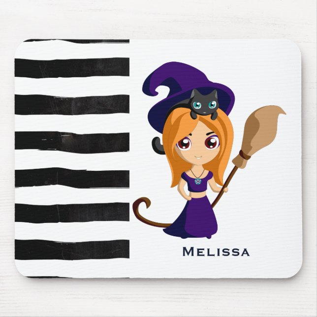 Cute Witch i Lila Hat Halloween Musmatta (Framsidan)