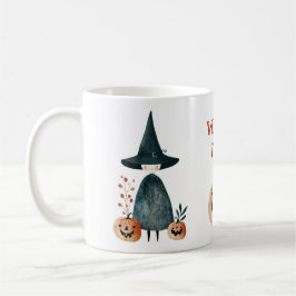Cute Witch & Jack o lantern Witchy Vibes Halloween Kaffemugg