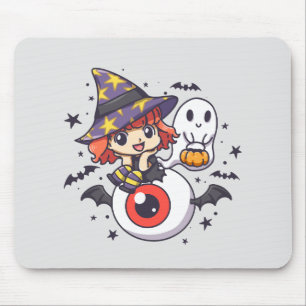 Cute Witch Kid för Halloween Musmatta