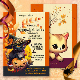 Cute Witch Kids Birthday Halloween fest Inbjudningar