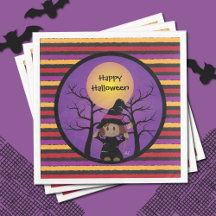 Cute Witch Kids Halloween fest Pappra Napkins