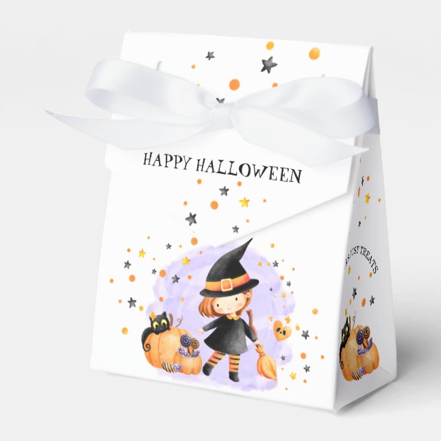 Cute Witch Kids Halloween Tält Favoritbox Presentaskar (Framsidan Sidan)