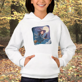 Cute Witch med katt Hoodie T Shirt