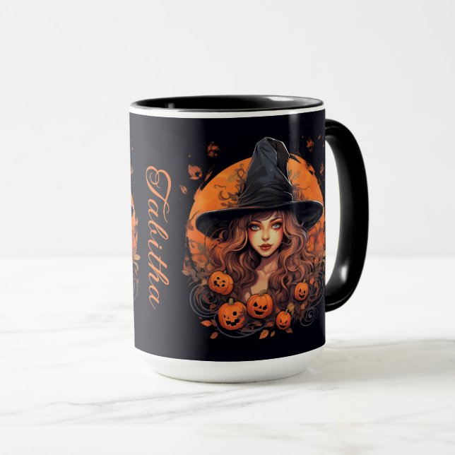 Cute Witch med Namn Halloween Mugg (Framsida höger)
