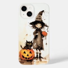 Cute Witch och Black Cat Halloween