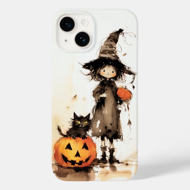 Cute Witch och Black Cat Halloween (Baksida)