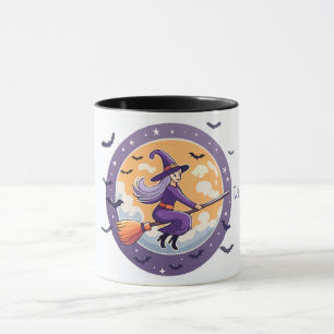 Cute Witch och Fladdermus Mugg