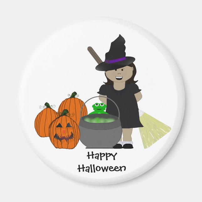 Cute Witch och hennes Brew Magnet (Framsidan)
