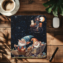 Cute Witch och Lycklig Gnome Mousepad Musmatta