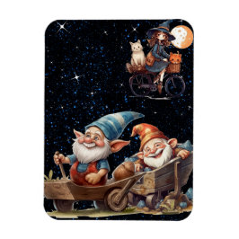 Cute Witch och Lycklig Gnomes Flexible Photo Magne Magnet