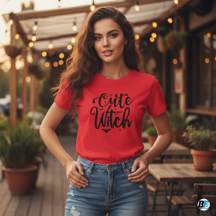 Cute Witch Red Womens Halloween T Shirt