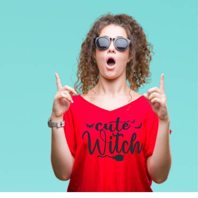 Cute Witch Red Womens Halloween T Shirt (Skapare uppladdad)