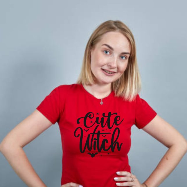 Cute Witch Red Womens Halloween T Shirt (Skapare uppladdad)
