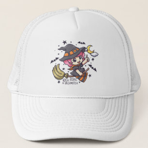 Cute Witch Riding A Broomstick Keps