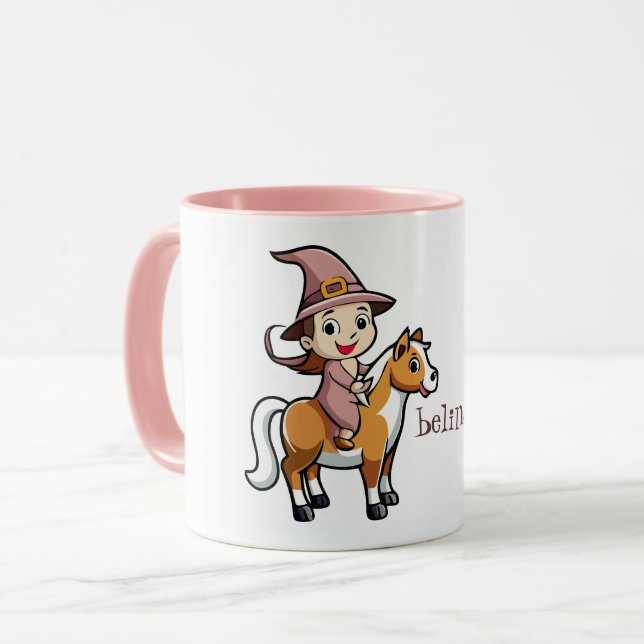 Cute Witch Riding a Horse Mugg (Framsida vänster)