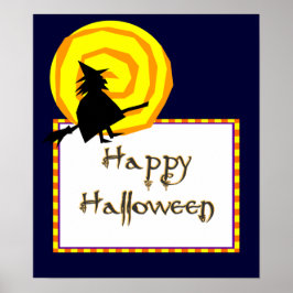 Cute Witch Swirly Måne Happy halloween Poster