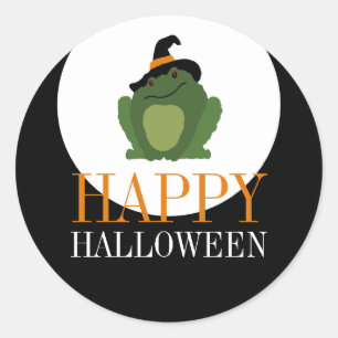 Cute Witch Toad, Halloween Runt Klistermärke